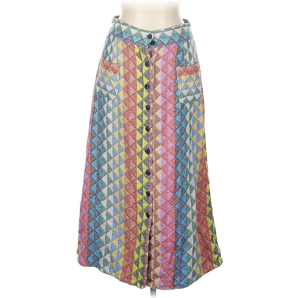 Ace & Jig Skirt Midi Cotton Knit Woven Patchwork Sustainable Rare Colorful